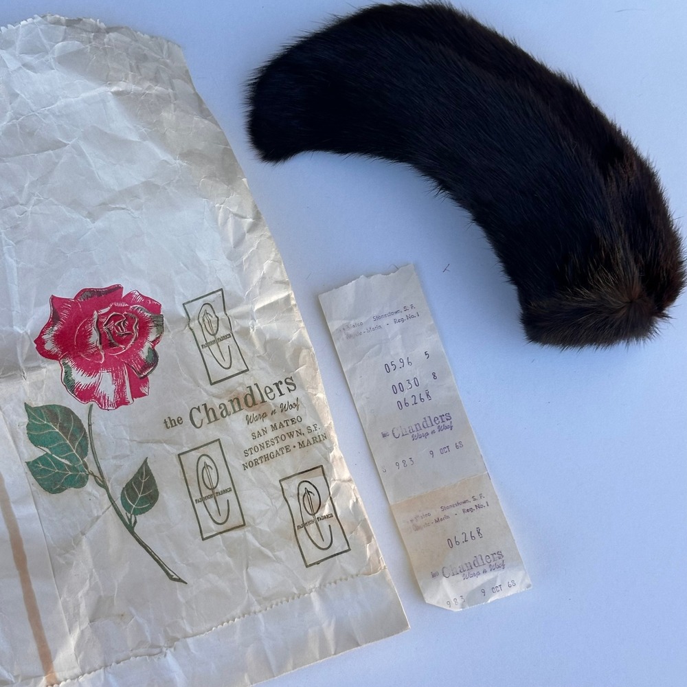 Vtg Forsum Japanese Mink Fur Collars (2) Dark Brown 1968 - San Mateo CA Ephemera